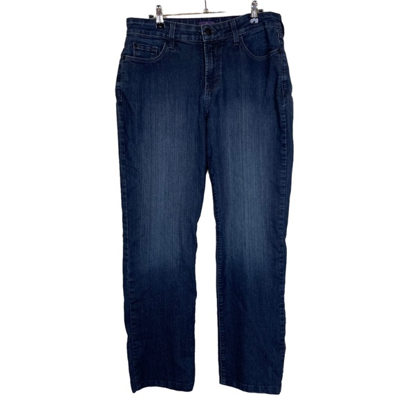 NYDJ Straight Leg Stretchy Lift Tuck Technology Mom Jeans Glitter Butt Pockets - Picture 2 of 16